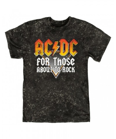 AC/DC T-shirt | Orange Ombre For Those About To Rock Design Distressed Mineral Wash Shirt $13.48 Shirts