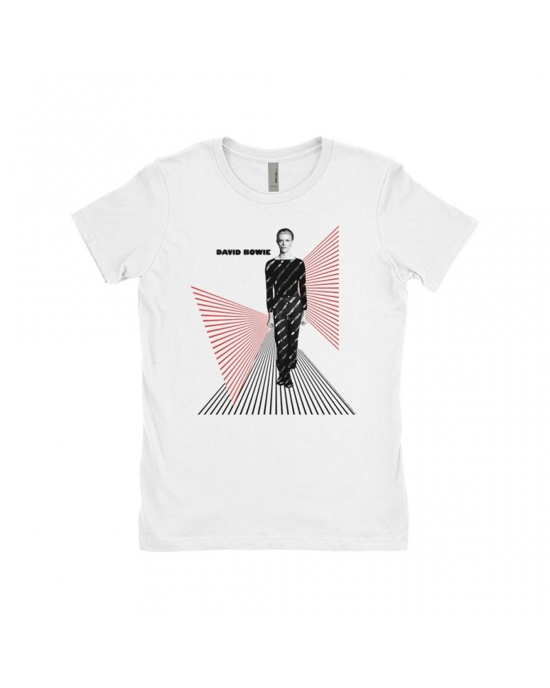 David Bowie Ladies' Boyfriend T-Shirt | All In Stripes Design Shirt $9.98 Shirts