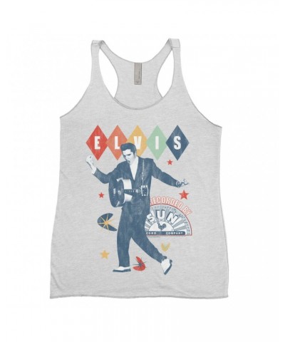 Elvis Presley Sun Records Ladies' Tank Top | Rainbow Ombre Recorded By Sun Sun Records Shirt $12.16 Shirts