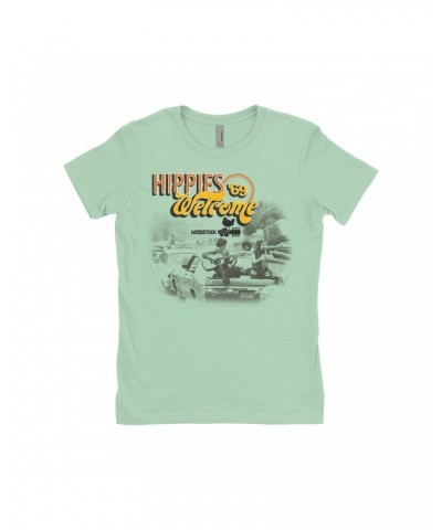 Woodstock Ladies' Boyfriend T-Shirt | Hippies Welcome 1969 Shirt $12.48 Shirts