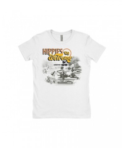 Woodstock Ladies' Boyfriend T-Shirt | Hippies Welcome 1969 Shirt $12.48 Shirts