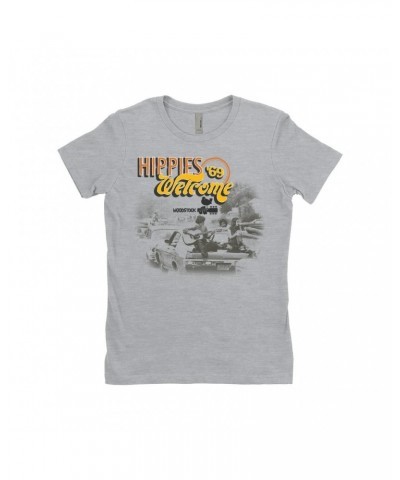 Woodstock Ladies' Boyfriend T-Shirt | Hippies Welcome 1969 Shirt $12.48 Shirts