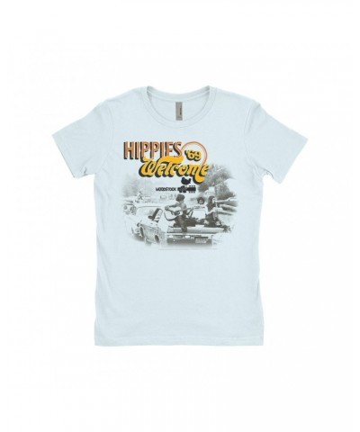 Woodstock Ladies' Boyfriend T-Shirt | Hippies Welcome 1969 Shirt $12.48 Shirts