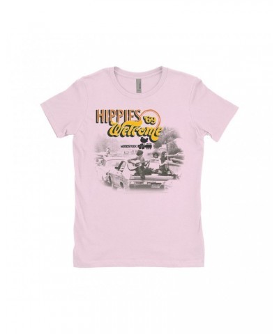 Woodstock Ladies' Boyfriend T-Shirt | Hippies Welcome 1969 Shirt $12.48 Shirts