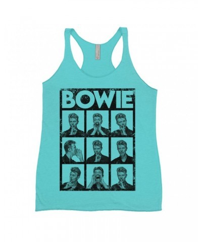 David Bowie Ladies' Tank Top | Black And White Photo Shoot Collage Design Distressed Shirt $14.48 Shirts