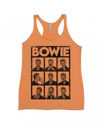 David Bowie Ladies' Tank Top | Black And White Photo Shoot Collage Design Distressed Shirt $14.48 Shirts