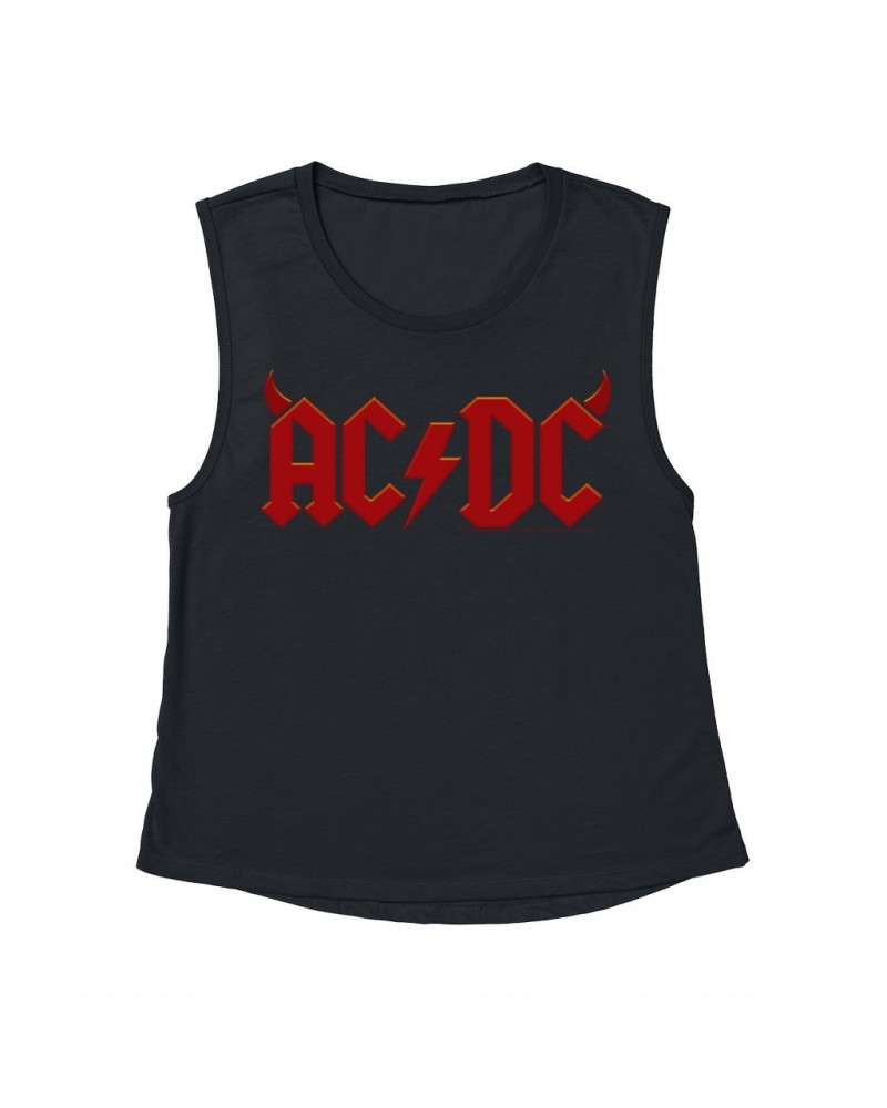 AC/DC Ladies' Muscle Tank Top | Horn Logo Shirt $15.49 Shirts