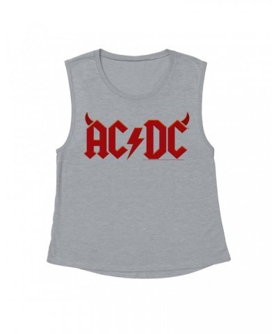 AC/DC Ladies' Muscle Tank Top | Horn Logo Shirt $15.49 Shirts