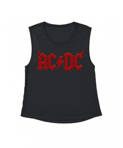 AC/DC Ladies' Muscle Tank Top | Horn Logo Shirt $15.49 Shirts