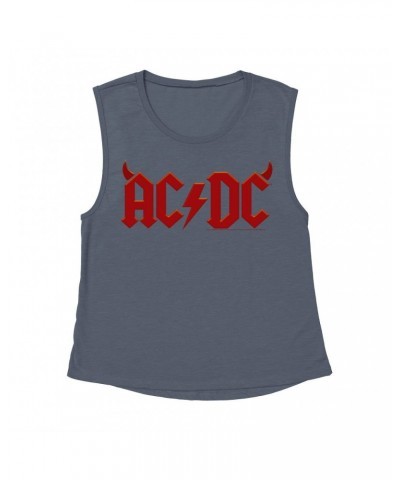 AC/DC Ladies' Muscle Tank Top | Horn Logo Shirt $15.49 Shirts