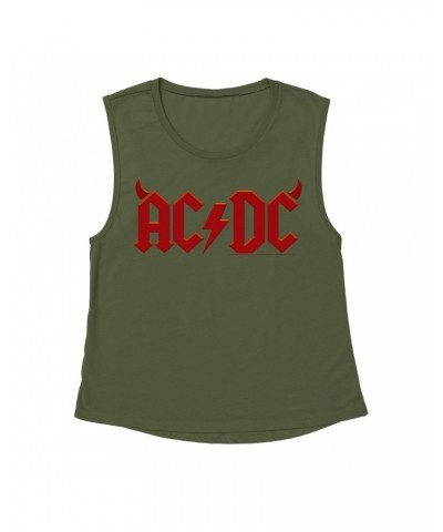 AC/DC Ladies' Muscle Tank Top | Horn Logo Shirt $15.49 Shirts