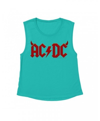 AC/DC Ladies' Muscle Tank Top | Horn Logo Shirt $15.49 Shirts