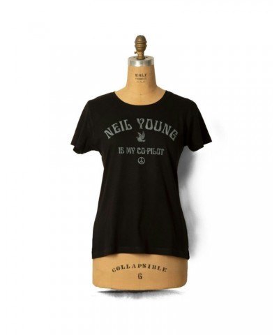 Neil Young Soft Organic Vintage Co-Pilot Women's Black T-Shirt $16.52 Shirts