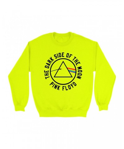 Pink Floyd Bright Colored Sweatshirt | Dark Side Of The Moon Sticker Image Sweatshirt $17.13 Sweatshirts