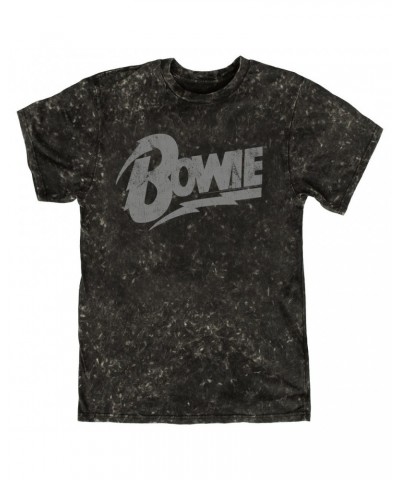 David Bowie T-shirt | Vintage Bowie Silver Logo Distressed Mineral Wash Shirt $13.48 Shirts