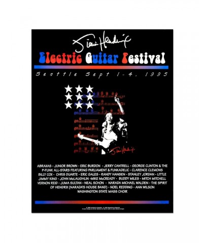 Jimi Hendrix 1995 Jimi Hendrix Electric Guitar Festival Poster $2.86 Decor