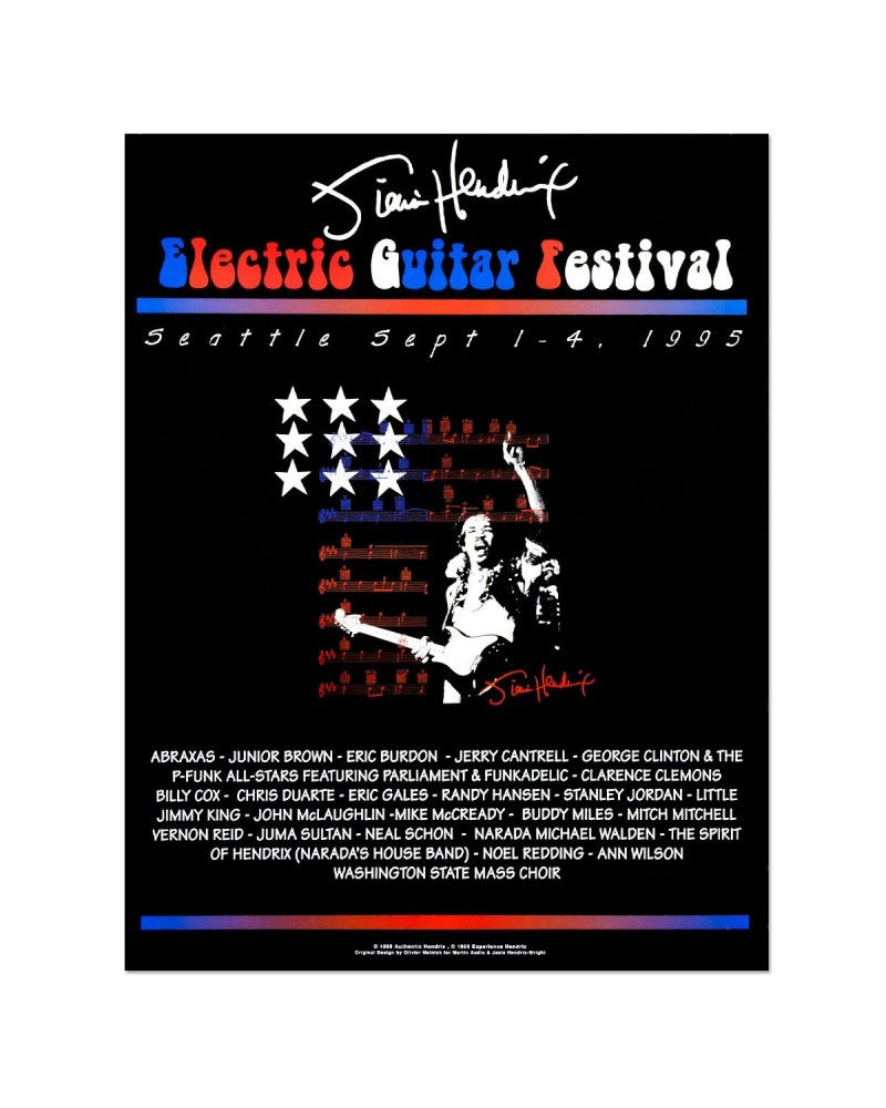Jimi Hendrix 1995 Jimi Hendrix Electric Guitar Festival Poster $2.86 Decor