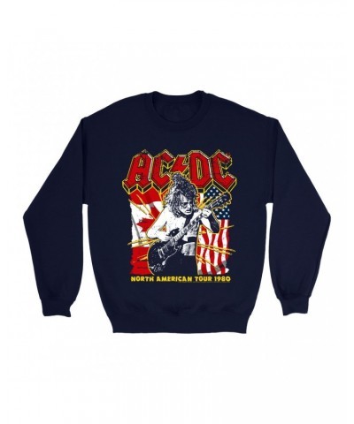 AC/DC Sweatshirt | North American Tour 1980 Distressed Sweatshirt $15.03 Sweatshirts