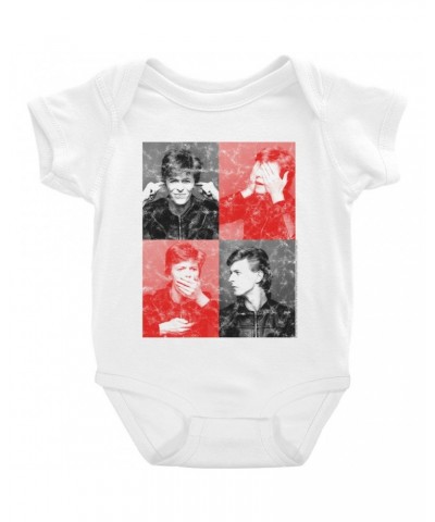 David Bowie Baby Short Sleeve Bodysuit | Heros Photo Shoot Distressed Bodysuit $7.18 Kids