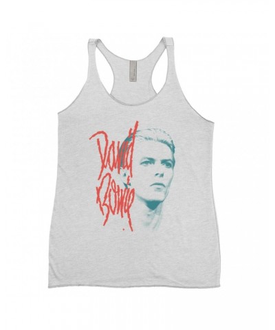 David Bowie Ladies' Tank Top | Peach Bowie Photo Design Shirt $11.87 Shirts