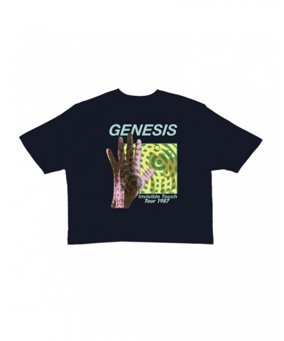 Genesis Ladies' Crop Tee | Modern 1987 Invisible Touch Album Design Crop T-shirt $10.24 Shirts