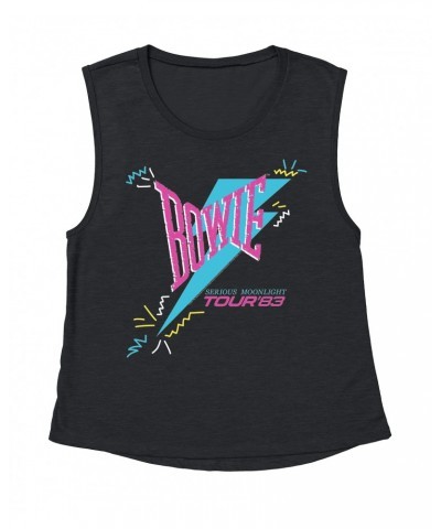 David Bowie Ladies' Muscle Tank Top | Serious Moonlight Party Image Shirt $11.53 Shirts