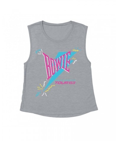 David Bowie Ladies' Muscle Tank Top | Serious Moonlight Party Image Shirt $11.53 Shirts