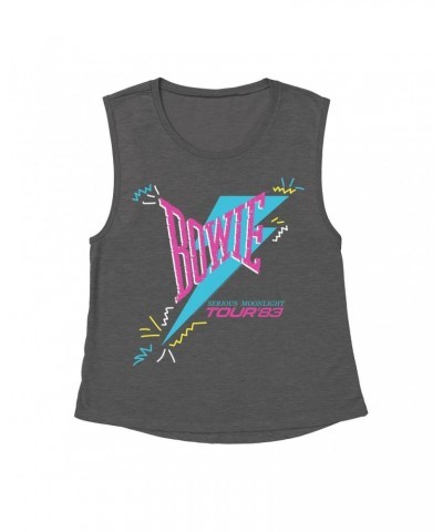 David Bowie Ladies' Muscle Tank Top | Serious Moonlight Party Image Shirt $11.53 Shirts