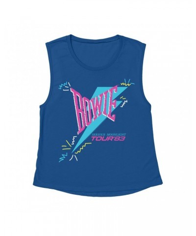 David Bowie Ladies' Muscle Tank Top | Serious Moonlight Party Image Shirt $11.53 Shirts