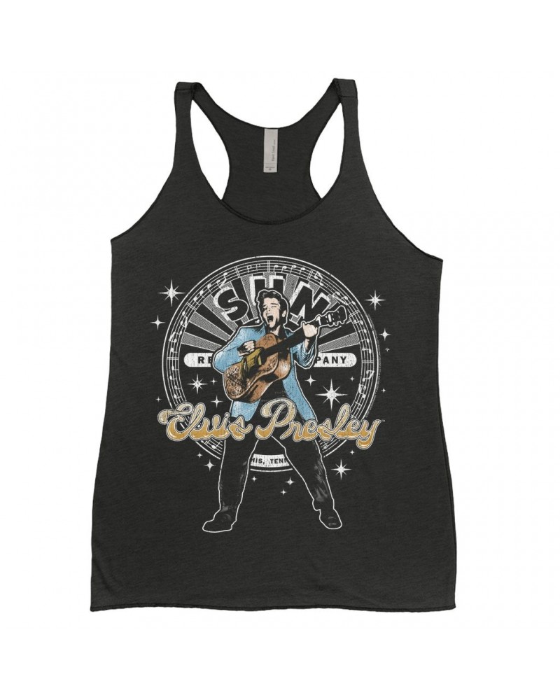 Elvis Presley Sun Records Ladies' Tank Top | Singing With Record Label Logo Sun Records Shirt $9.84 Shirts