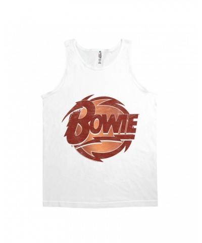 David Bowie Unisex Tank Top | Bolted Bowie Circular Logo Distressed Shirt $12.23 Shirts