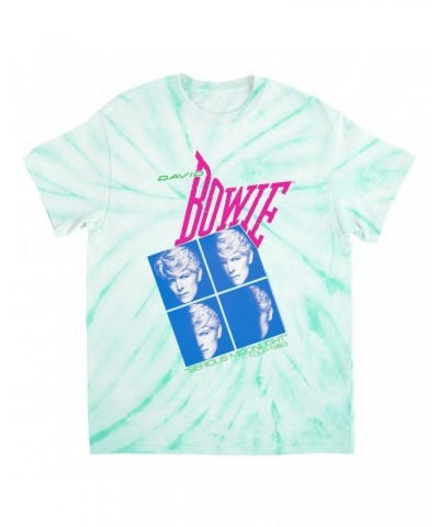 David Bowie T-Shirt | Neon Serious Moonlight Tour Tie Dye Shirt $9.43 Shirts