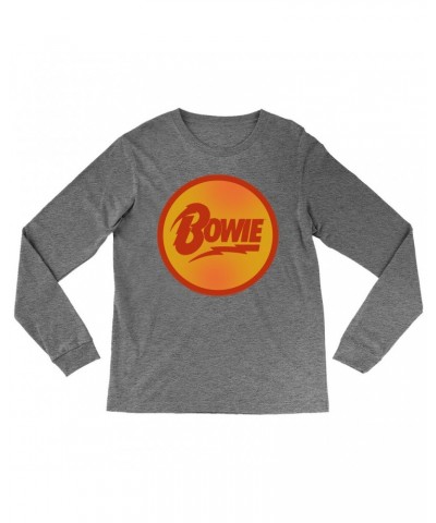 David Bowie Heather Long Sleeve Shirt | Bowie Orange And Red Circle Logo Shirt $14.68 Shirts