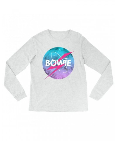 David Bowie Long Sleeve Shirt | Pastel Bowie NASA Inspired Logo Shirt $12.28 Shirts