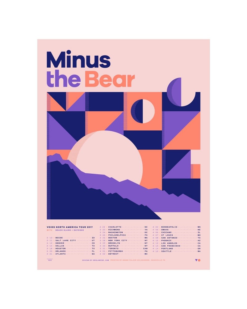 Minus the Bear Spring 2017 Tour Poster $7.80 Decor