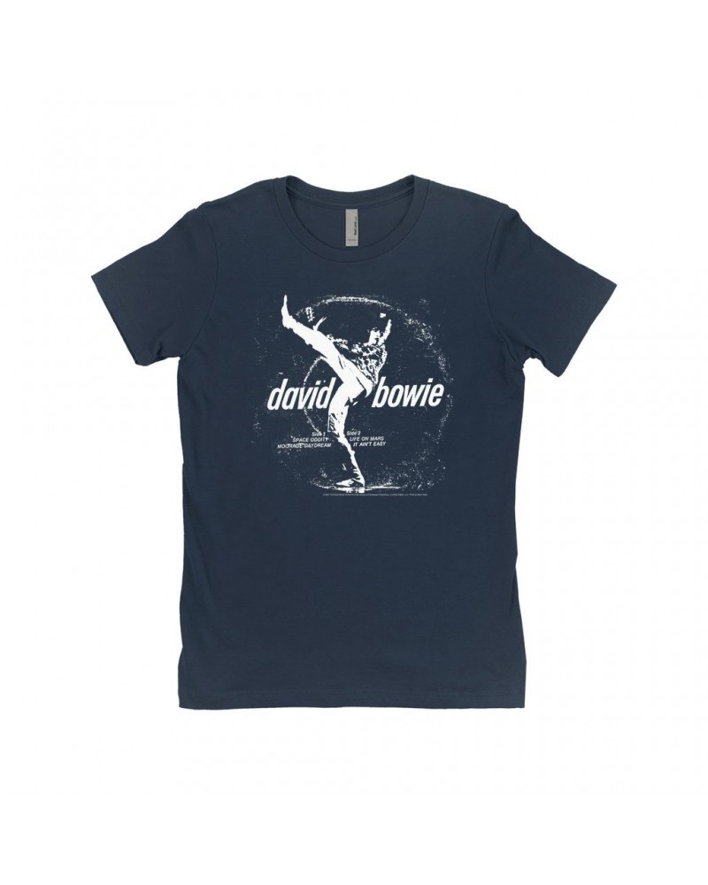 David Bowie Ladies' Boyfriend T-Shirt | Space Oddity Record Label Shirt $12.23 Shirts