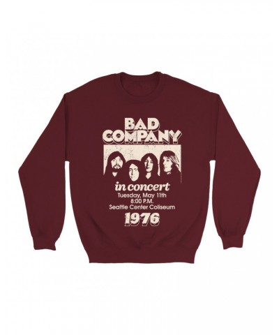 Bad Company Sweatshirt | Live In Concert Seattle Center 1976 Sweatshirt $15.03 Sweatshirts