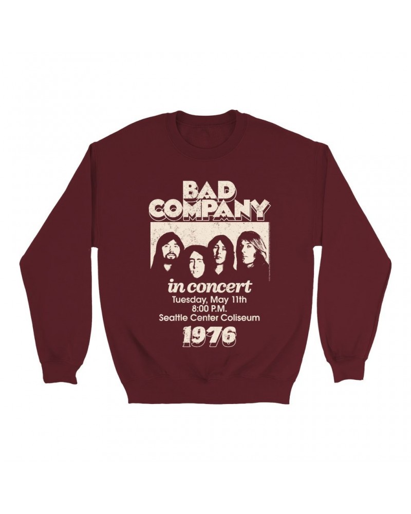 Bad Company Sweatshirt | Live In Concert Seattle Center 1976 Sweatshirt $15.03 Sweatshirts