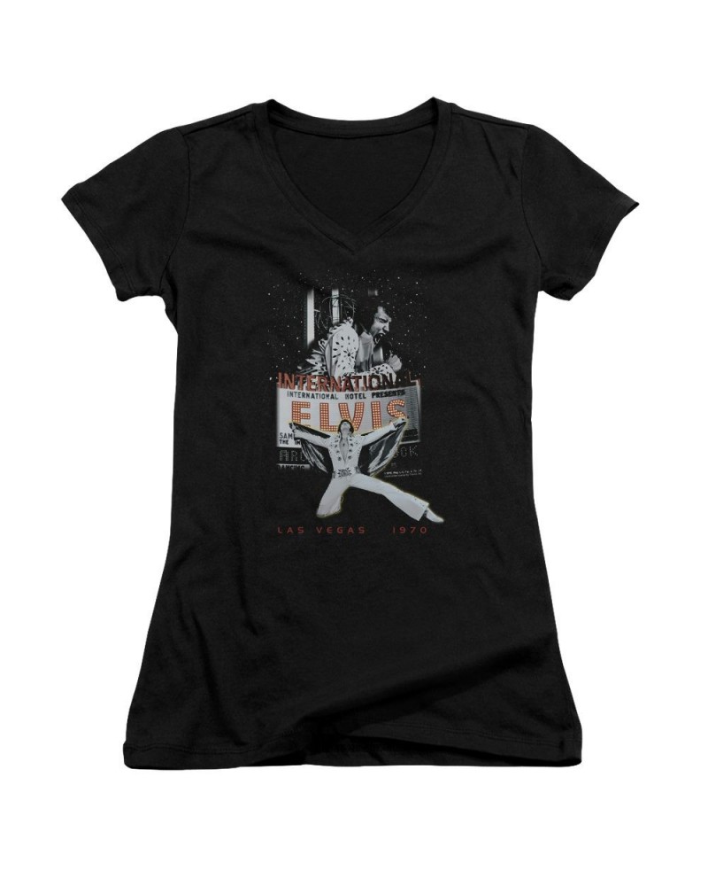 Elvis Presley Junior's V-Neck Shirt | LAS VEGAS Junior's Tee $7.38 Shirts