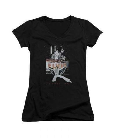 Elvis Presley Junior's V-Neck Shirt | LAS VEGAS Junior's Tee $7.38 Shirts