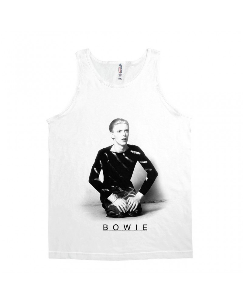 David Bowie Unisex Tank Top | 1974 Black And White Photo Shirt $8.23 Shirts