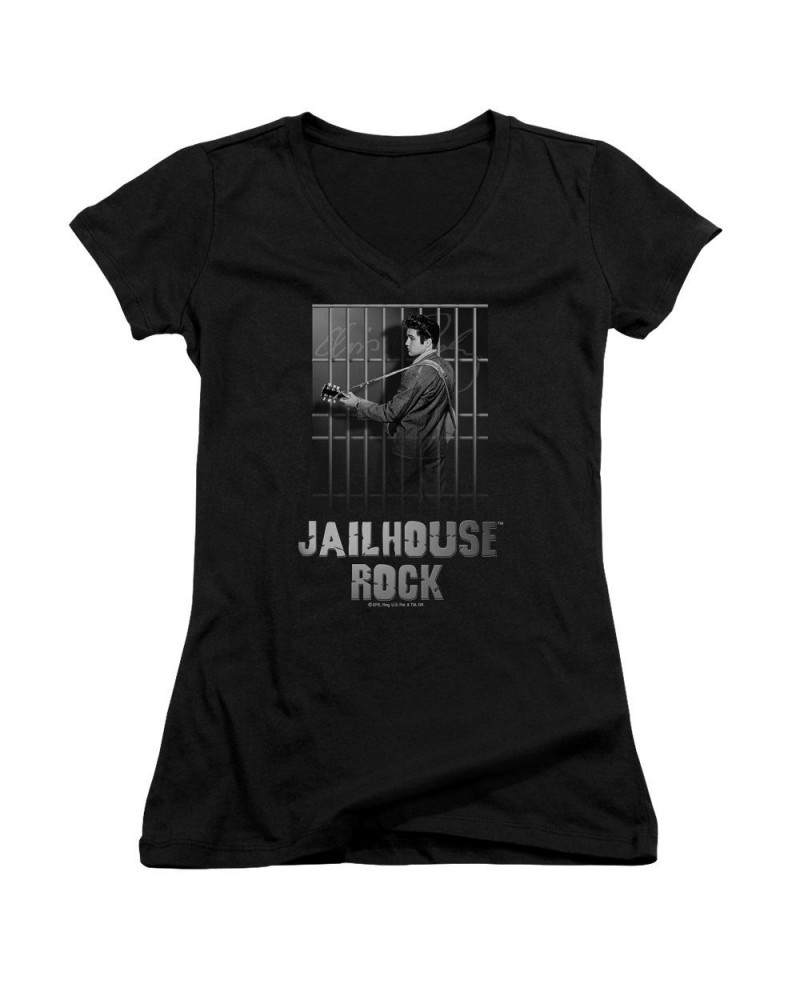 Elvis Presley Junior's V-Neck Shirt | JAILHOUSE ROCK Junior's Tee $5.94 Shirts