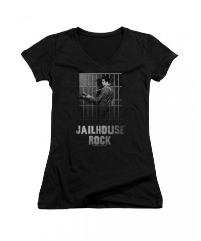 Elvis Presley Junior's V-Neck Shirt | JAILHOUSE ROCK Junior's Tee $5.94 Shirts