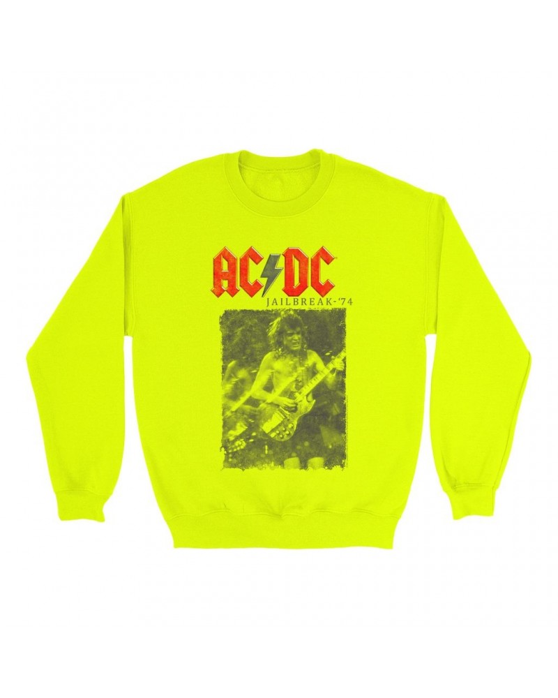 AC/DC Bright Colored Sweatshirt | 1974 Jailbreak Photo Image Sweatshirt $11.53 Sweatshirts